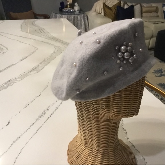 Grey French New Hat with Pearls - Picture 2 of 10